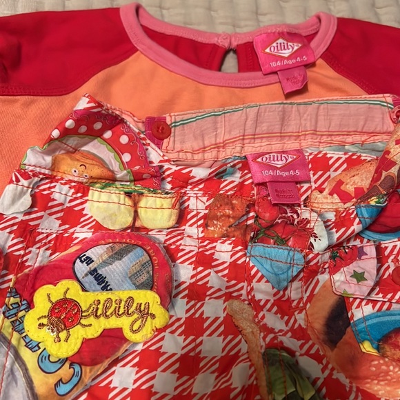 Oilily Girls Outfit Shirt Crops Pants Size 104 (age 4-5) Picnic Theme - Picture 6 of 6